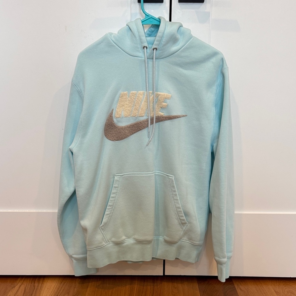 Nike Club Chenille Futura Fleece Blue Unisex Vintage Inspired Hoodie Size Medium